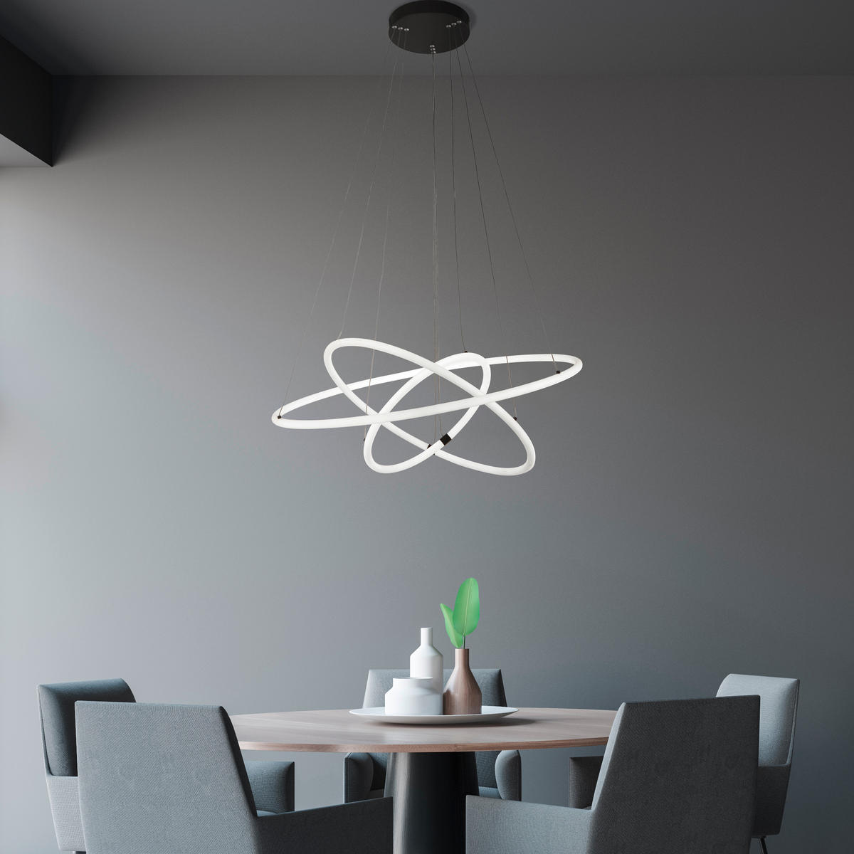 LED-PENDELLAMPA Revolve 79/142 cm  - vit/svart, Modern, metall/plast (79/142cm)