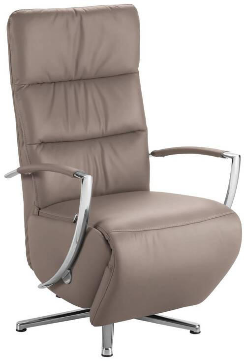 RELAXSESSEL in Leder Fango  - Chromfarben/Fango, Design, Leder/Metall (64/112/80cm) - Cantus