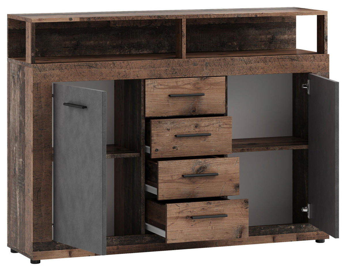 KOMMODE  in 119/96/32 cm  - Alteiche/Anthrazit, Design, Holzwerkstoff/Kunststoff (119/96/32cm) - MID.YOU