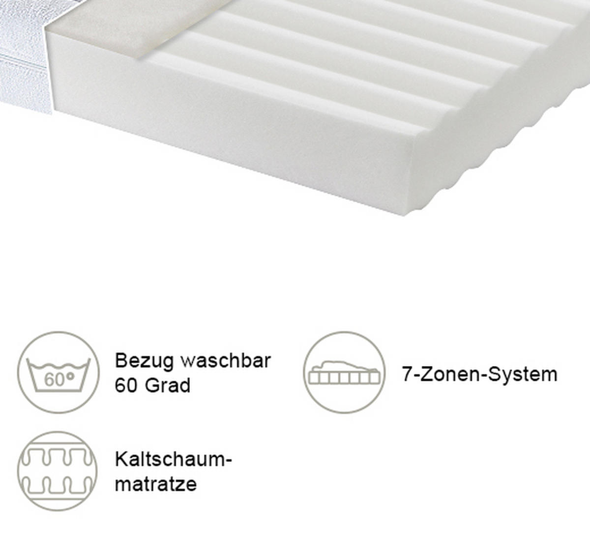 KALTSCHAUMMATRATZE 90/200 cm Höhe ca. 15 cm  - Weiß, Basics, Textil (90/200cm) - Sleeptex