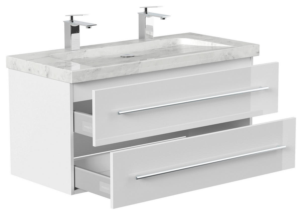 WASCHTISCHKOMBI 100 cm  - Weiß Hochglanz, Basics, Holzwerkstoff/Stein (100cm) - MID.YOU