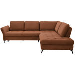 ECKSOFA in Bouclé Cognac  - Cognac/Schwarz, Natur, Textil/Metall (288/233cm) - Valnatura