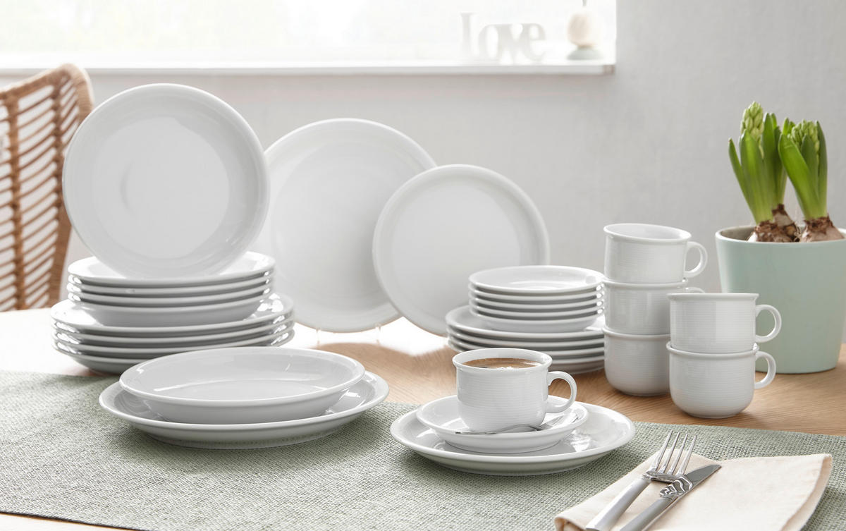 KAFFEESERVICE Trend weiß 18-teilig  - Weiß, Basics, Keramik (31.6/28.2/31.6cm) - Thomas