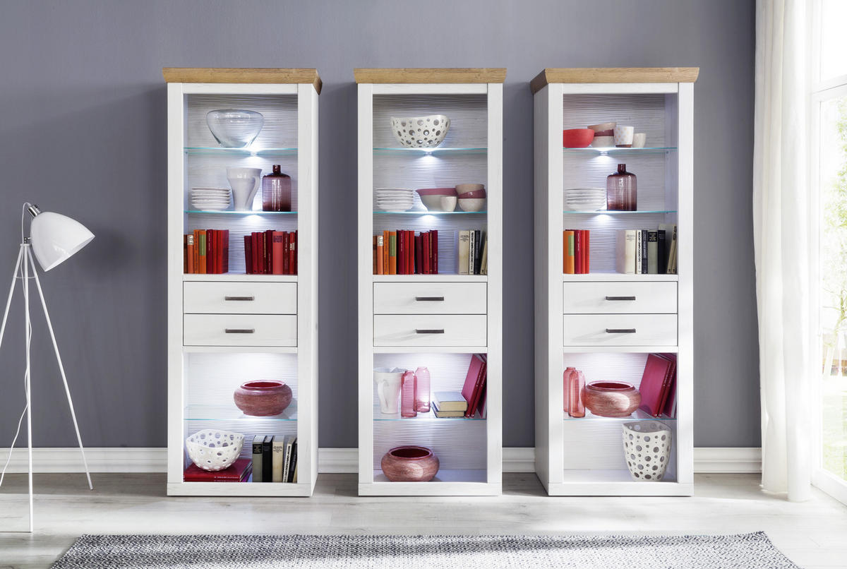 REGAL  73/210/40 cm Eichefarben, Pinienfarben  - Eichefarben/Pinienfarben, Lifestyle, Glas/Holzwerkstoff (73/210/40cm) - Livetastic