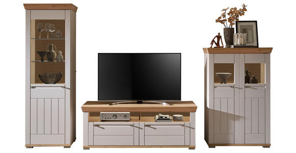 WOHNWAND  in Kaschmir, Eiche Artisan  351/208/53 cm  - Kaschmir/Eiche Artisan, ROMANTIK / LANDHAUS, Glas/Holzwerkstoff (351/208/53cm) - Landscape