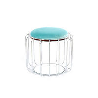 BEISTELLTISCH HOCKER 2 in 1 50/50/45 cm Silberfarben, Mintgrün  - Silberfarben/Mintgrün, Basics, Glas/Holzwerkstoff (50/50/45cm) - Kayoom