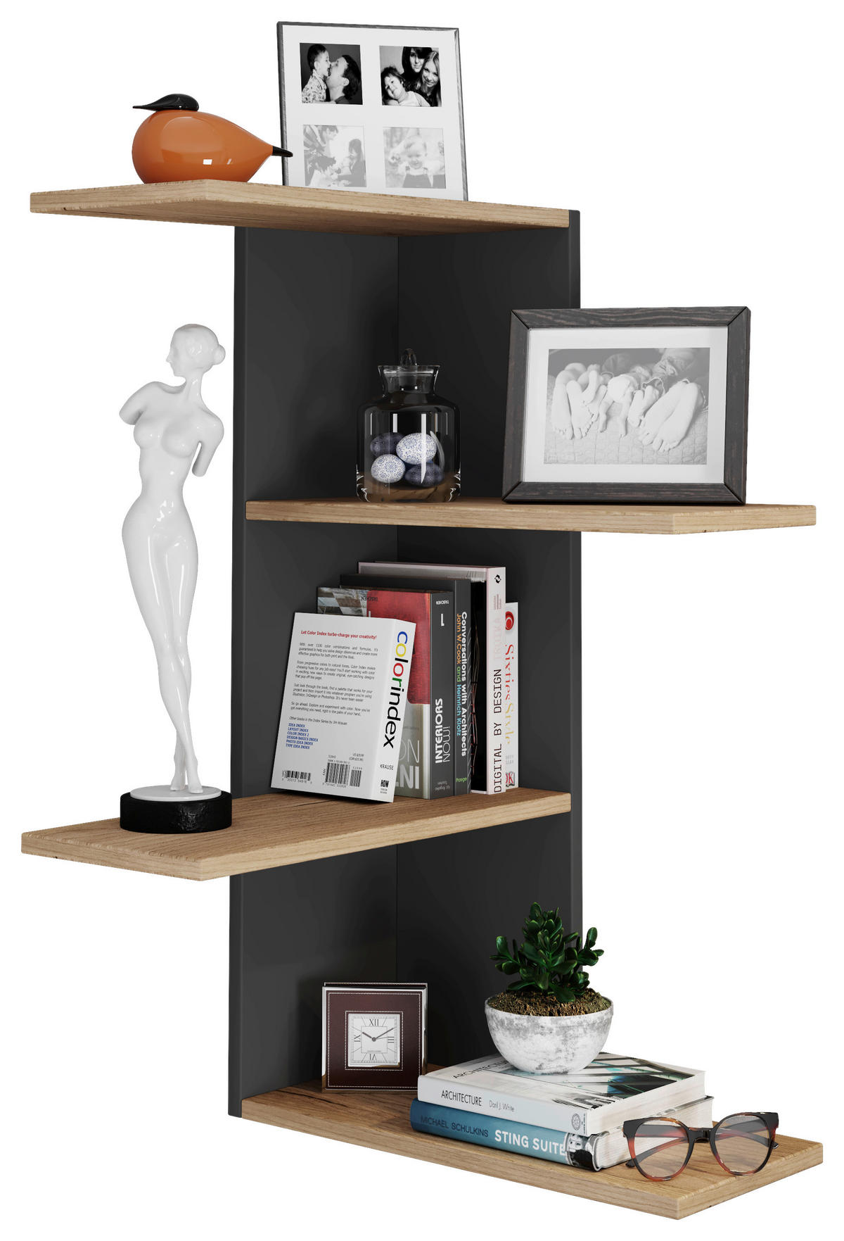 HÖRNHYLLA i 45/77/45 cm svart, honungsek  - honungsek/svart, Lifestyle, trämaterial (45/77/45cm) - MID.YOU