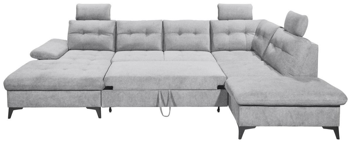 SJEDEĆA GARNITURA tekstil  svijetlo siva   - svijetlo siva/crna, Konvencionalno, tekstil/plastika (170/324/218cm) - MID.YOU