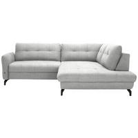 ECKSOFA  in Flachgewebe, Leinenoptik Silberfarben  247/208 cm  - Silberfarben/Schwarz, MODERN, Textil/Metall (247/208cm) - Xora