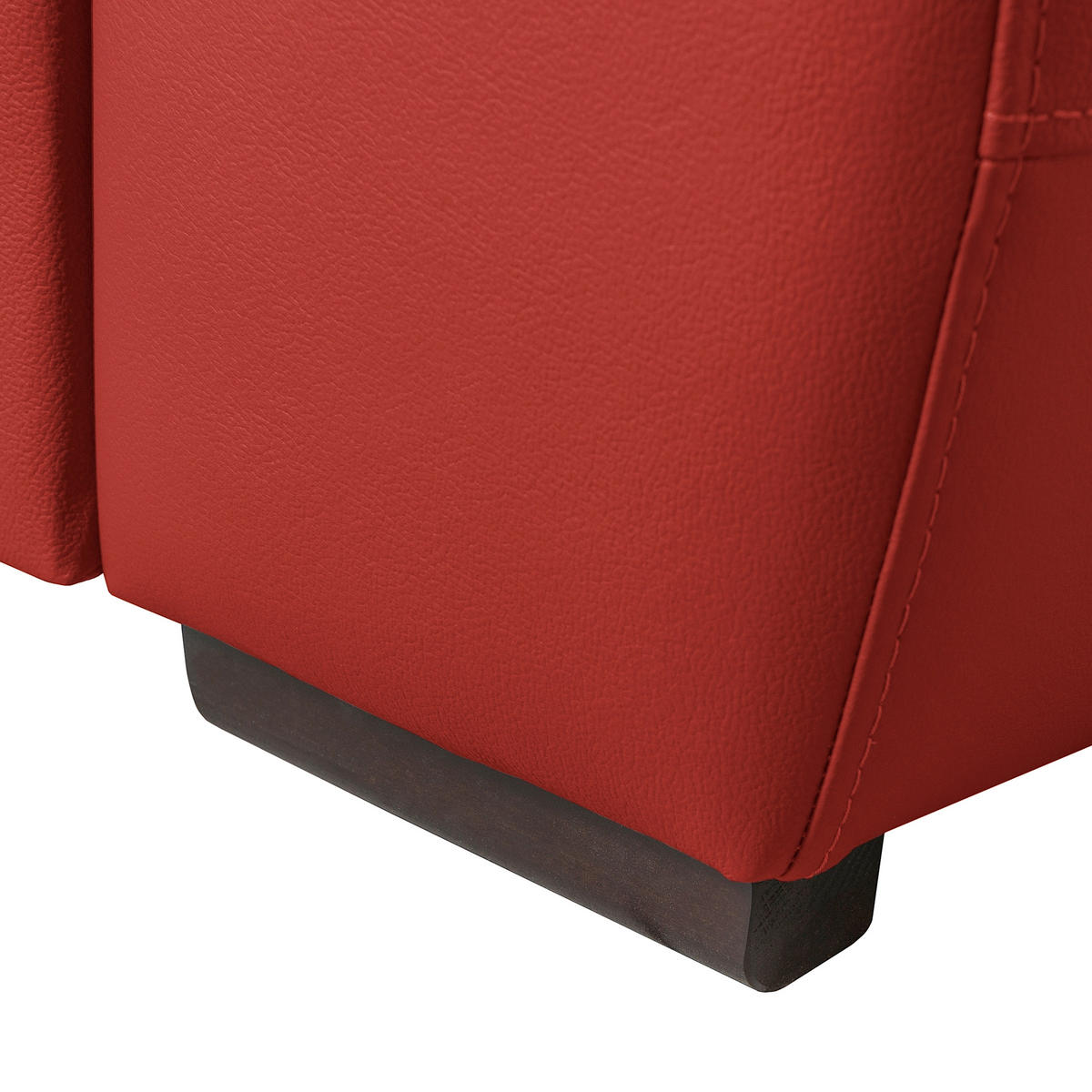 ECKSOFA  in Echtleder Rot  - Rot/Schwarz, Design, Leder/Holz (265/265cm) - Livetastic