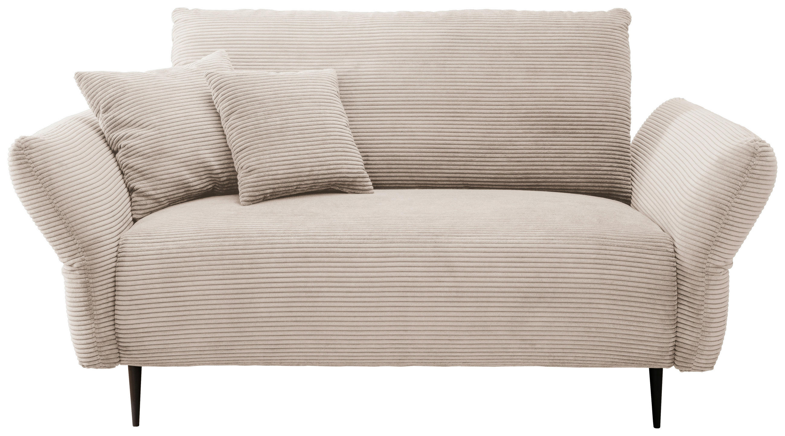 2-SITZER-SOFA Cord Beige  - Beige/Schwarz, Design, Textil/Metall (163/97/102cm) - Livetastic
