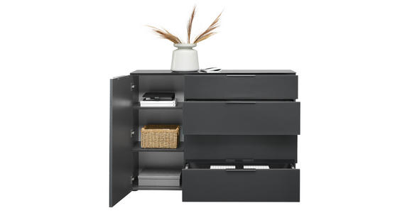 SIDEBOARD in 135/101/42 cm - Anthrazit/Alufarben, Design, Glas/Holzwerkstoff (135/101/42cm) - Voleo
