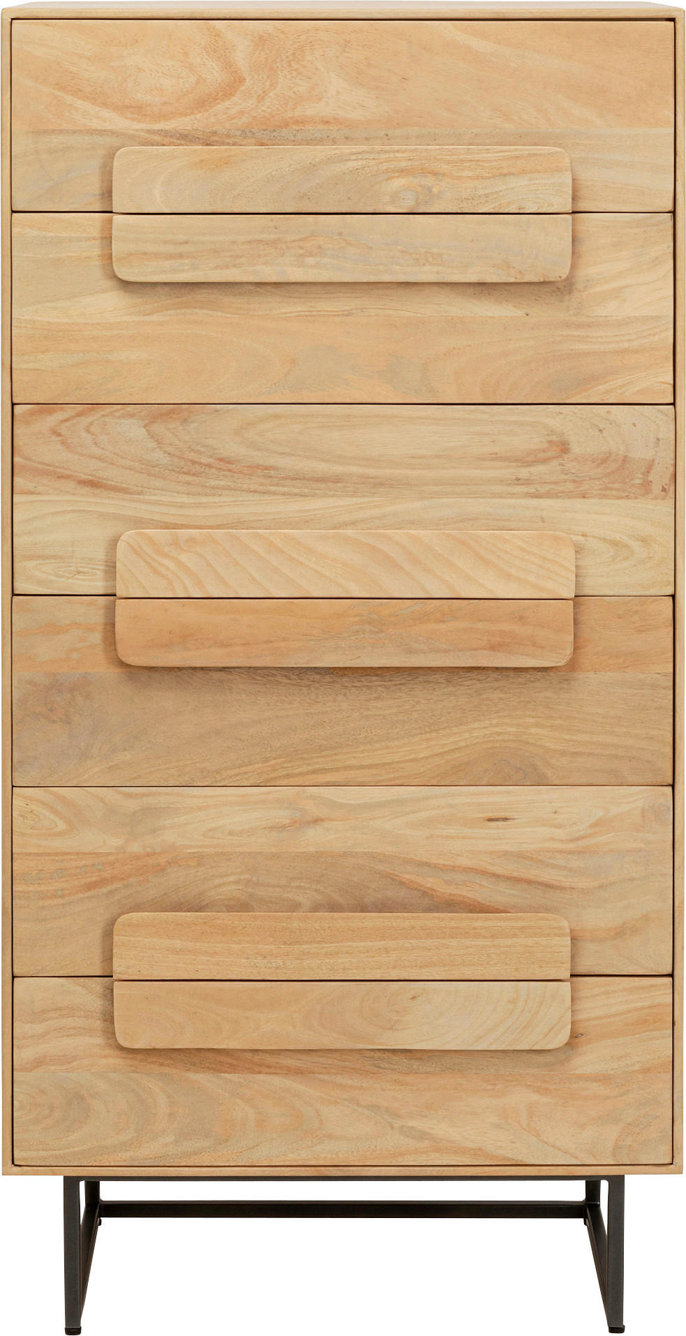 HIGHBOARD  60/121/44 cm 6 Schublade(n)  - Hellbraun/Schwarz, Design, Holz/Metall (60/121/44cm) - Kare-Design