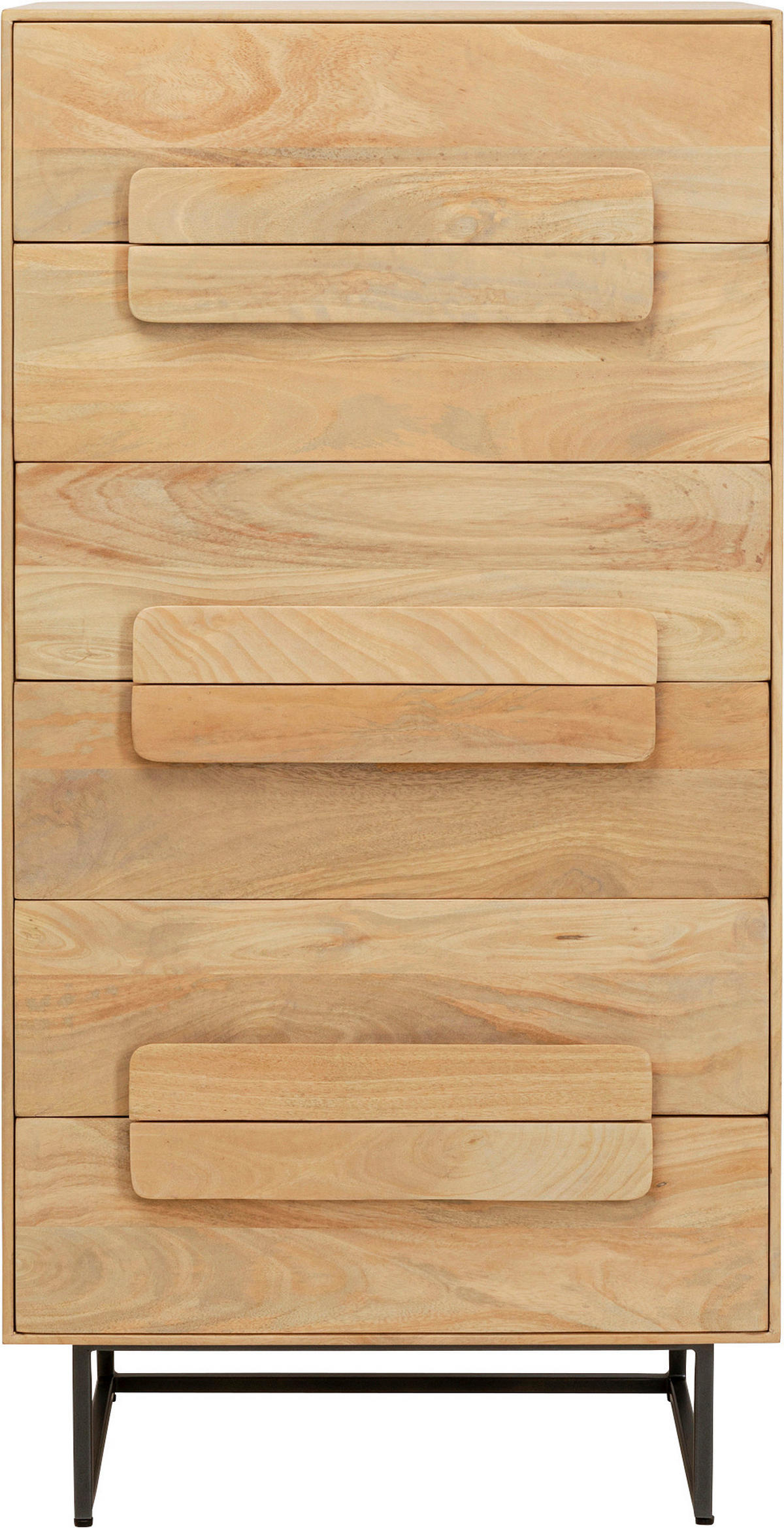 HIGHBOARD  60/121/44 cm 6 Schublade(n)  - Hellbraun/Schwarz, Design, Holz/Metall (60/121/44cm) - Kare-Design