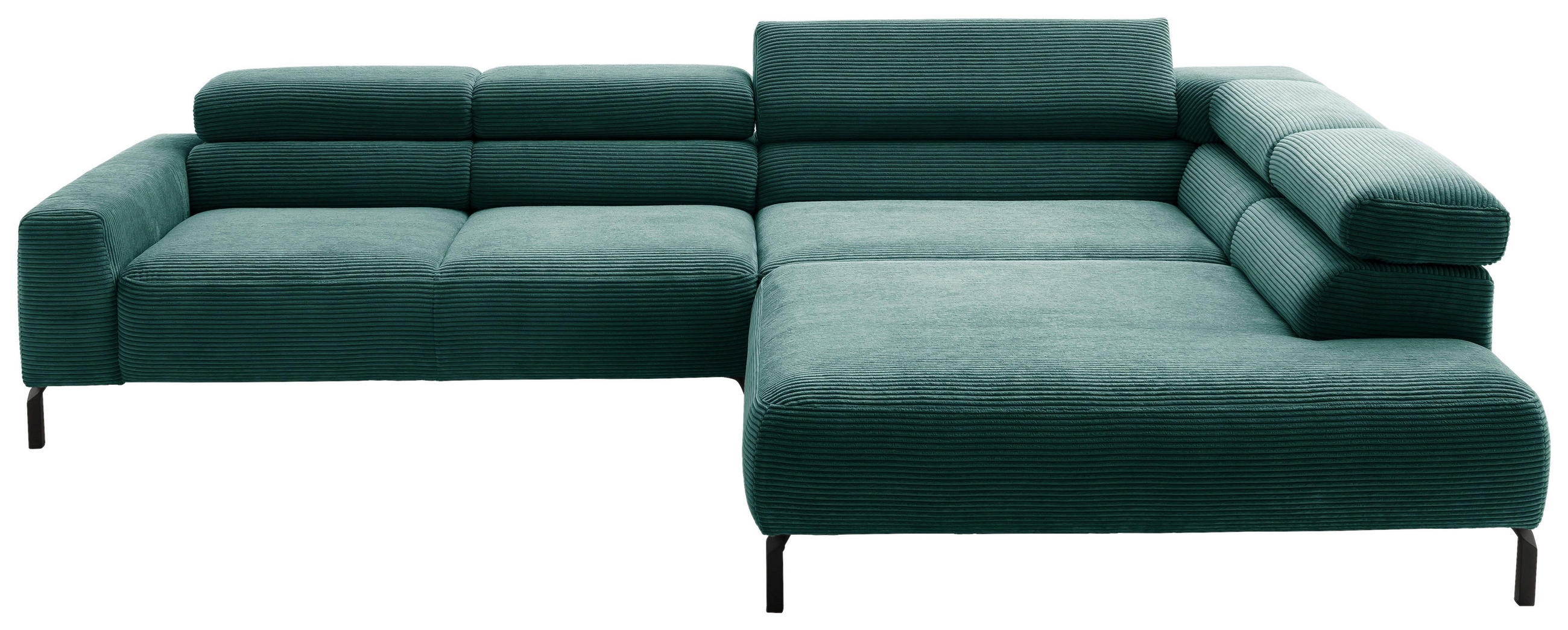 ECKSOFA inkl. Funktion Dunkelgrün Cord  - Dunkelgrün/Schwarz, MODERN, Textil/Metall (314-317/221-224cm) - Pure Home Lifestyle