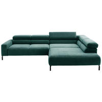 ECKSOFA inkl. Funktion  in Cord Dunkelgrün  314-317/221-224 cm  - Dunkelgrün/Schwarz, MODERN, Textil/Metall (314-317/221-224cm) - Pure Home Lifestyle