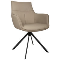 ARMLEHNSTUHL  Sitzfläche 360° drehbar, automatische Rückholfunktion  Echtleder  - Taupe/Schwarz, Design, Leder/Metall (60/89,5/64cm) - Novel