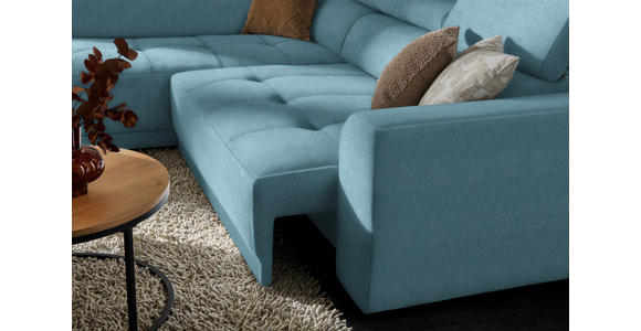 ECKSOFA in Feincord Türkis 205/284 cm - Türkis/Schwarz, Design, Kunststoff/Textil (205/284cm) - Xora