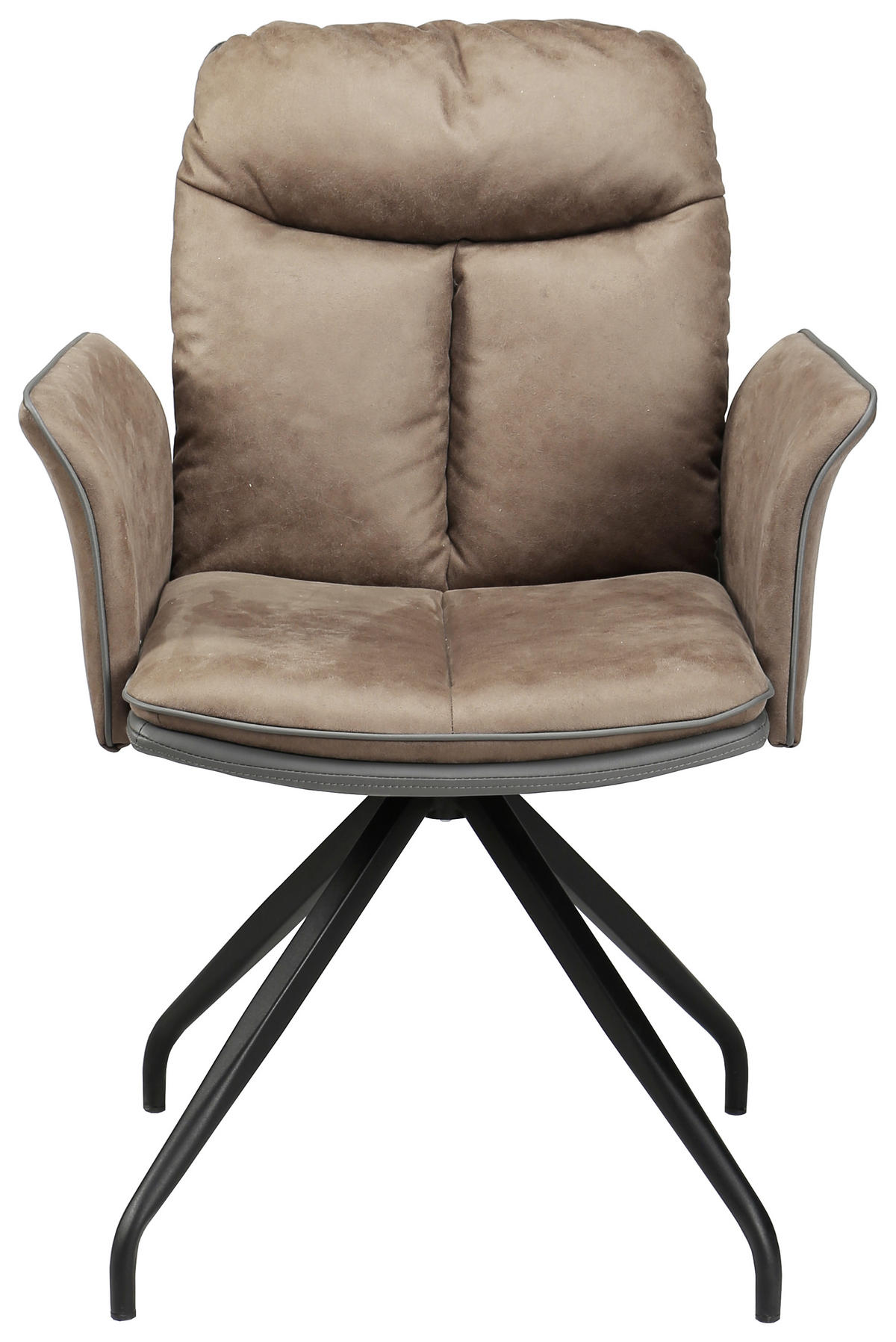 ARMLEHNSTUHL  in Eisen Lederlook, Mikrofaser  - Schwarz/Braun, Design, Textil/Metall (63,5/87,5/68,5cm) - Hom`in