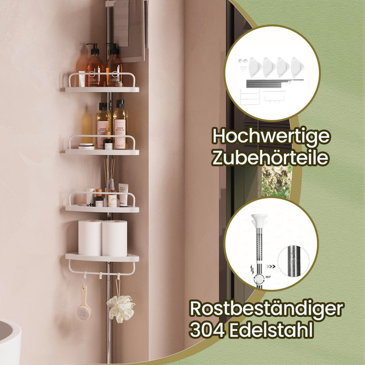 DUSCHREGAL 35/95-300/25 cm  - Weiß, Basics, Kunststoff/Metall (35/95-300/25cm)
