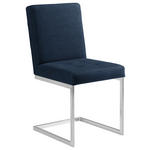 SCHWINGSTUHL  in Stahl Mikrofaser  - Edelstahlfarben/Dunkelblau, Design, Textil/Metall (45/91/58cm) - Moderano