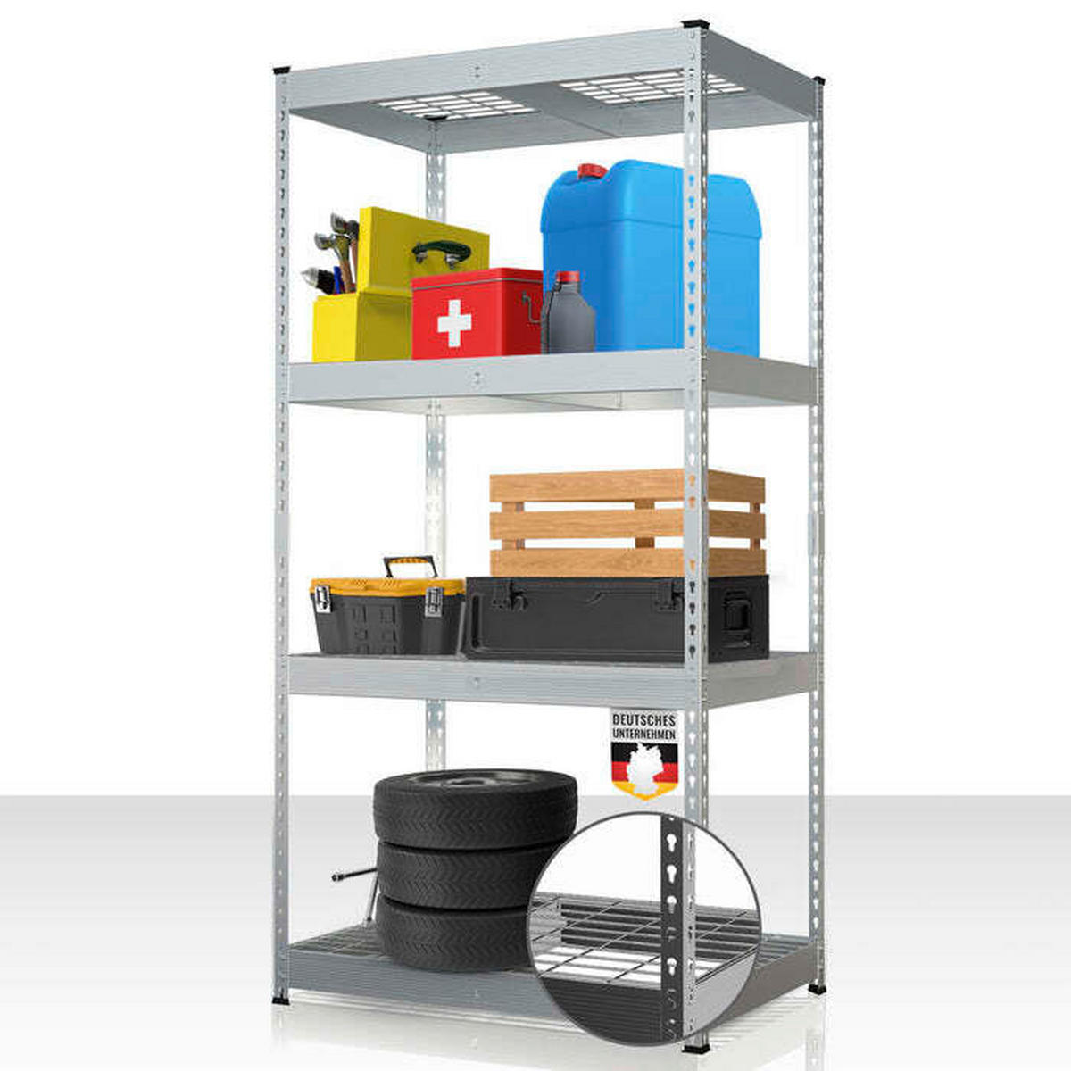 SCHWERLASTREGAL 90/180/60 cm  - Zinkfarben, Basics, Metall (90/180/60cm) - Floordirekt