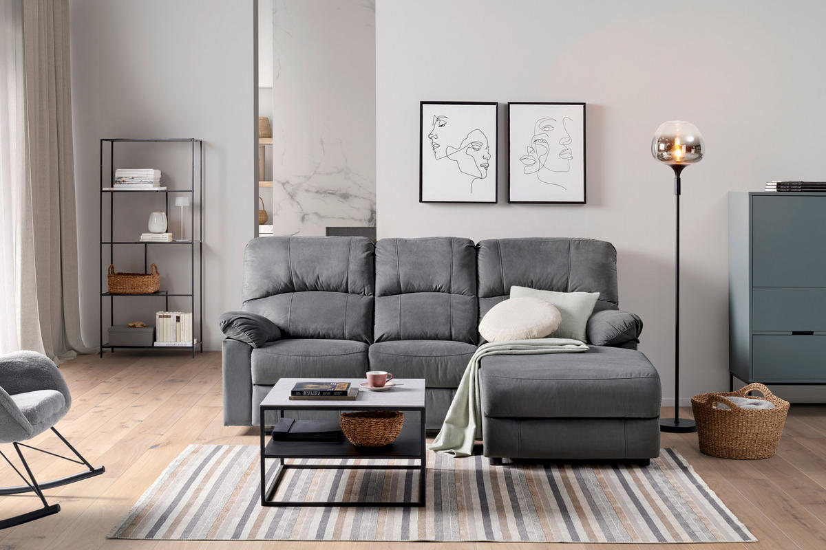 Colțar, textil, gri, 216/159 cm - negru/gri, Basics, plastic/metal (216/159cm) - P & B