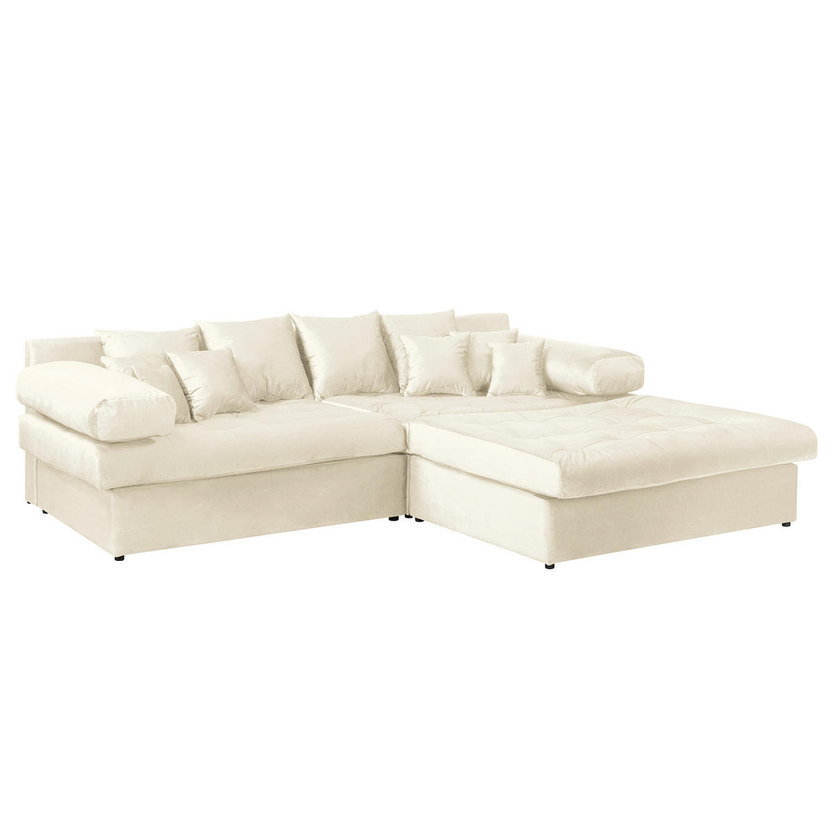 ECKSOFA Velours Beige  - Beige/Schwarz, Design, Kunststoff/Textil (284/243cm) - P & B