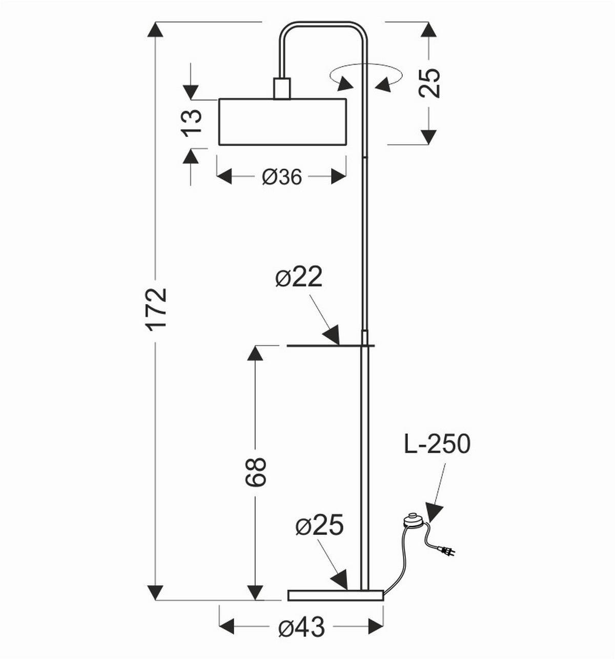 GOLVLAMPA Impact 36/172 cm    - svart, Design, metall (36/172cm)