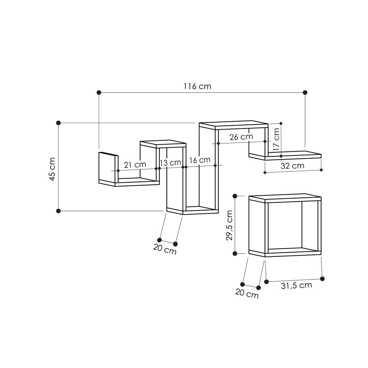 WANDBOARD in 116/45/20 cm Eichefarben  - Eichefarben, Design, Holzwerkstoff (116/45/20cm) - Livetastic