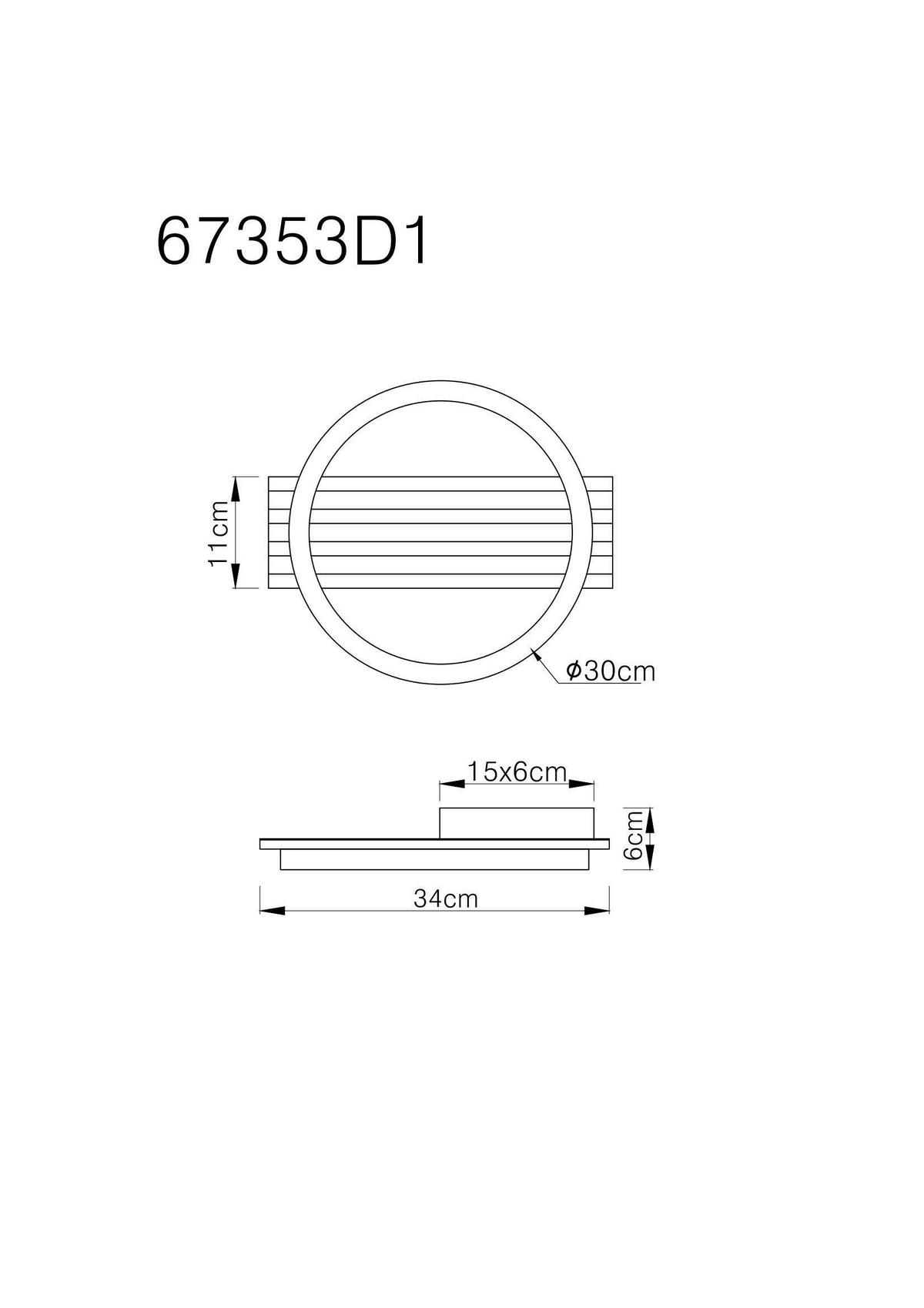 LED-DECKENLEUCHTE    34/30/6 cm  - Weiss/Dunkelbraun, Natur, Holzwerkstoff/Kunststoff (34/30/6cm) - Globo