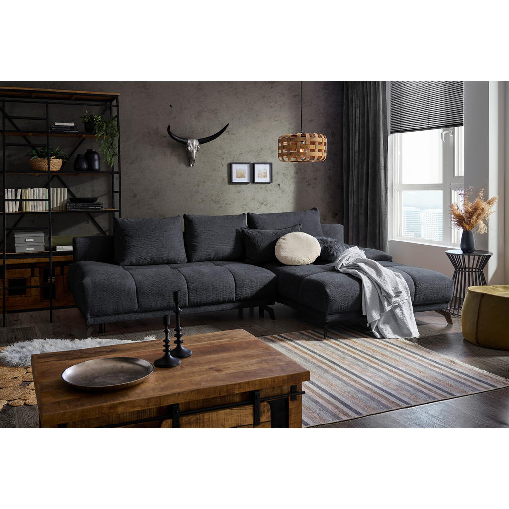 Thumbnail - Hom`in Ecksofa, Dunkelblau, Textil, 5-Sitzer, Füllung: Schaumstoff, Ottomane rechts, L-Form, 290x182 cm, Stoffauswahl, s...
