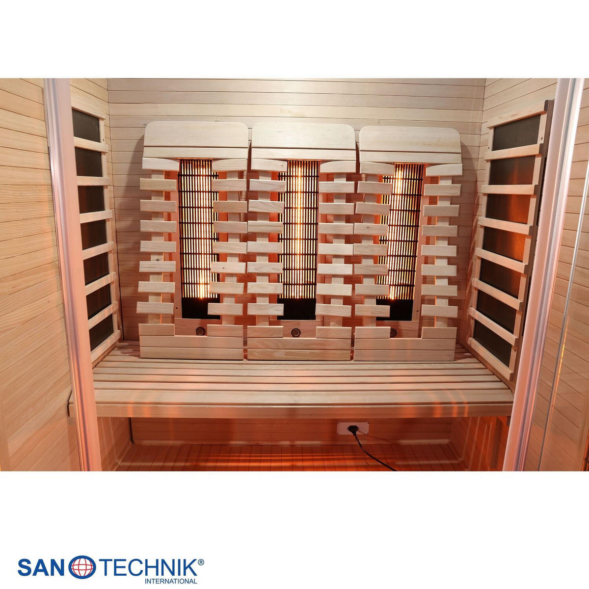 INFRAROTKABINE für 3 Personen OPEN  - Naturfarben, KONVENTIONELL, Holz (150/120/200cm) - Sanotechnik