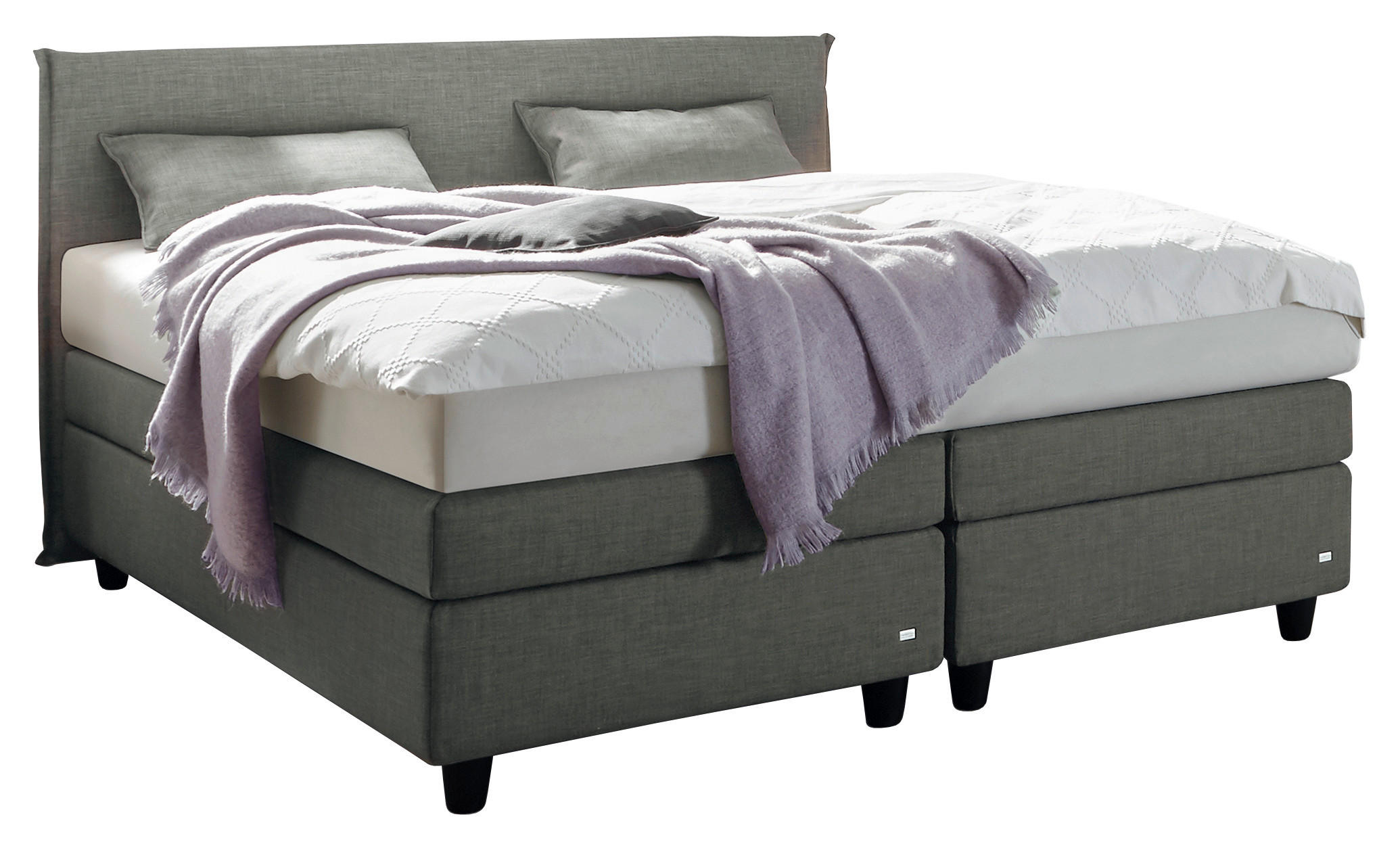 BOXSPRINGBETT 160/200 cm  Grau  - Schwarz/Grau, Konventionell, Kunststoff/Textil (160/200cm) - RUF Betten