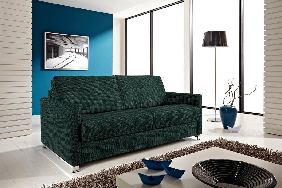 SCHLAFSOFA in Textil Waldgrün  - Waldgrün/Chromfarben, Design, Textil/Metall (185/84/100cm) - Bali