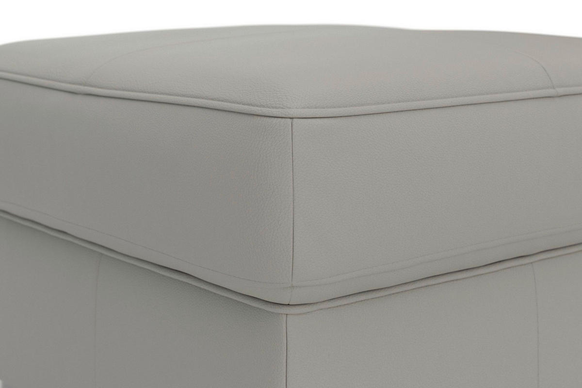 HOCKER Leder Hellgrau  - Chromfarben/Hellgrau, Basics, Leder/Metall (58/48/58cm) - Sit & More