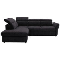 ECKSOFA mit Funktion Schwarz Mikrofaser  - Schwarz, Design, Kunststoff/Textil (224/254cm) - Stylife