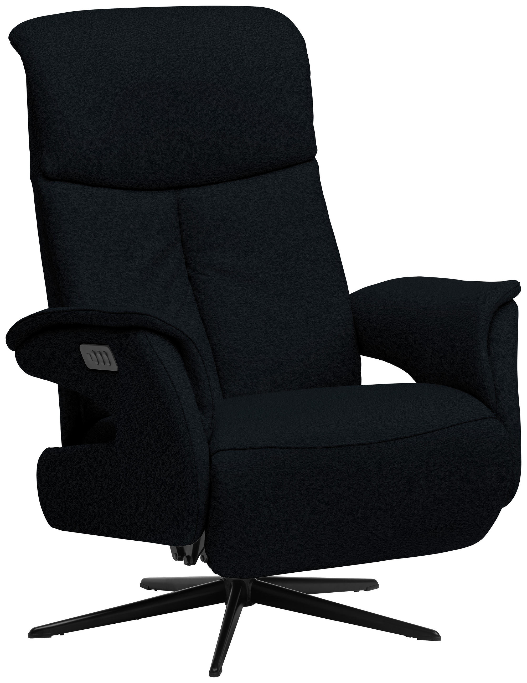 RELAXSESSEL in Leder Schwarz  - Schwarz, Design, Leder/Metall (78/106/88cm) - Welnova