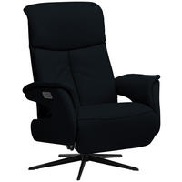 RELAXSESSEL in Leder Schwarz  - Schwarz, Design, Leder/Metall (78/106/88cm) - Welnova