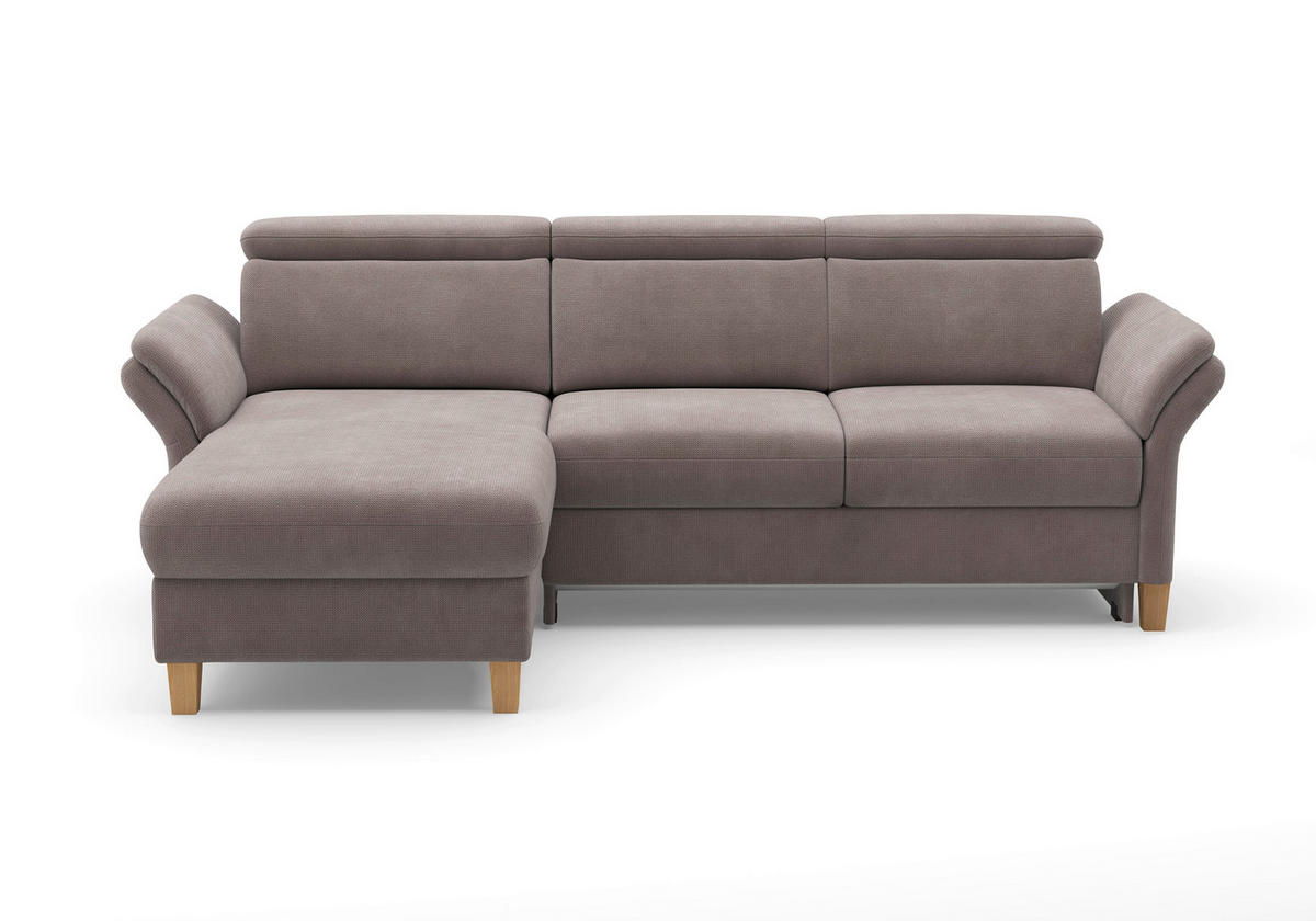 ECKSOFA GLENDALE E Taupe Flachgewebe  - Taupe/Eichefarben, KONVENTIONELL, Holz/Textil (166/253cm) - Sit & More