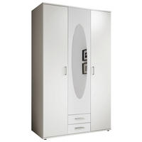 șIFONIER, 120/195/55 cm, alb - alb/culoare aluminiu, Konventionell, plastic/sticlă (120/195/55cm) - Carryhome