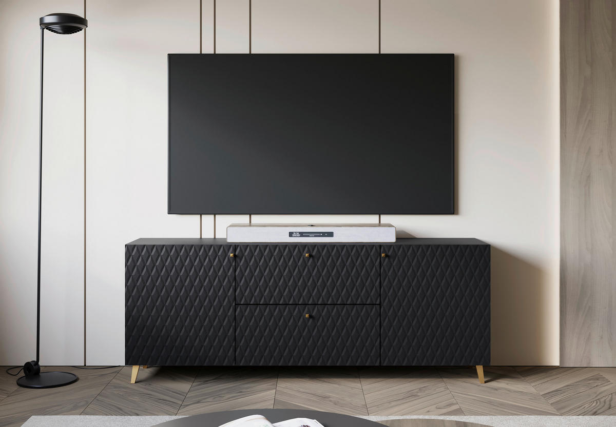 LOWBOARD  in 180/69,4/39 cm  - Goldfarben/Schwarz, Trend, Holzwerkstoff/Kunststoff (180/69,4/39cm) - Livetastic