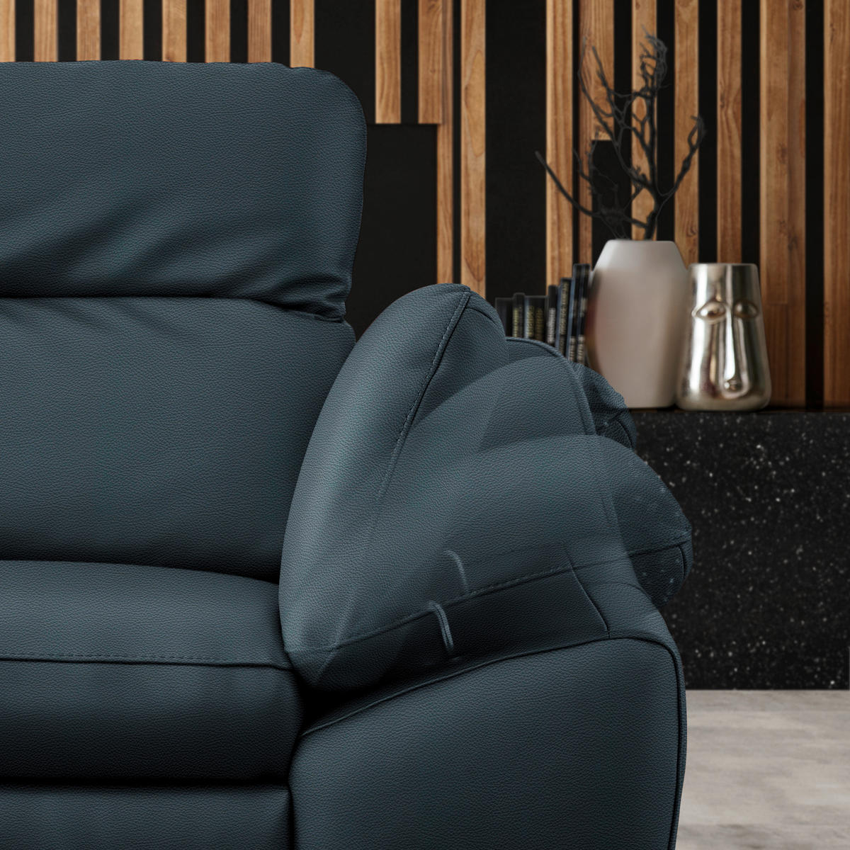 ECKSOFA in Echtleder Dunkelblau  183/286 cm  - Schwarz/Dunkelblau, Design, Leder/Metall (183/286cm) - Celina Home