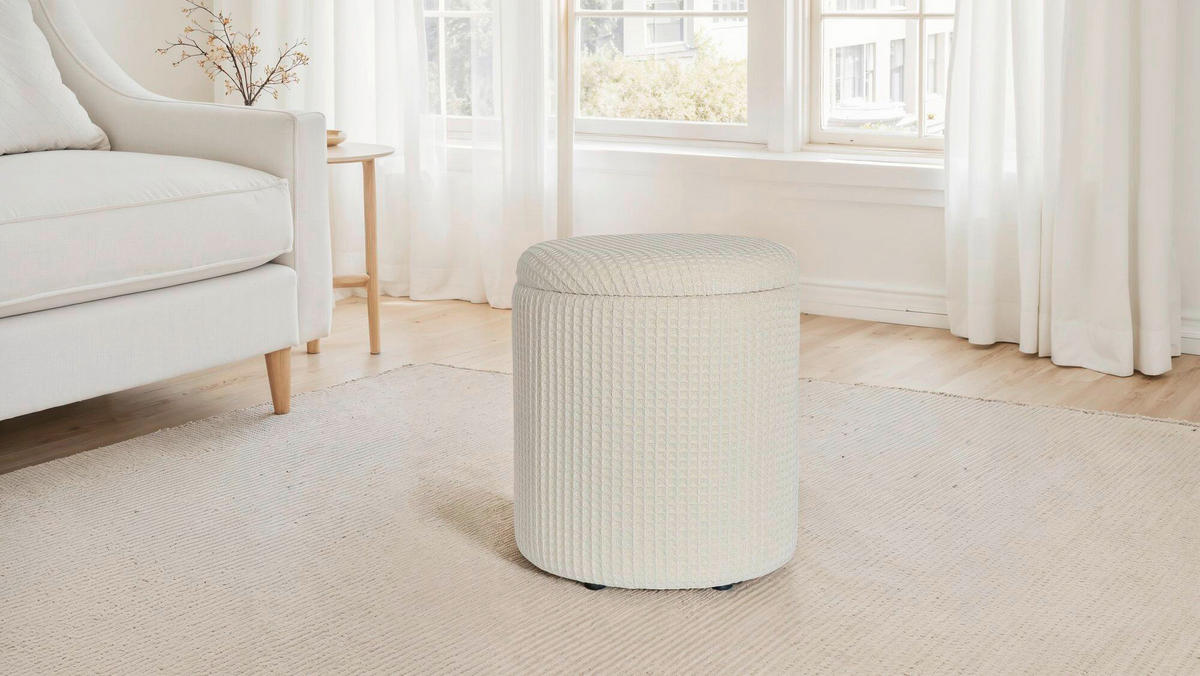 HOCKER Creme  - Creme, Design, Textil (40/45/40cm) - MID.YOU