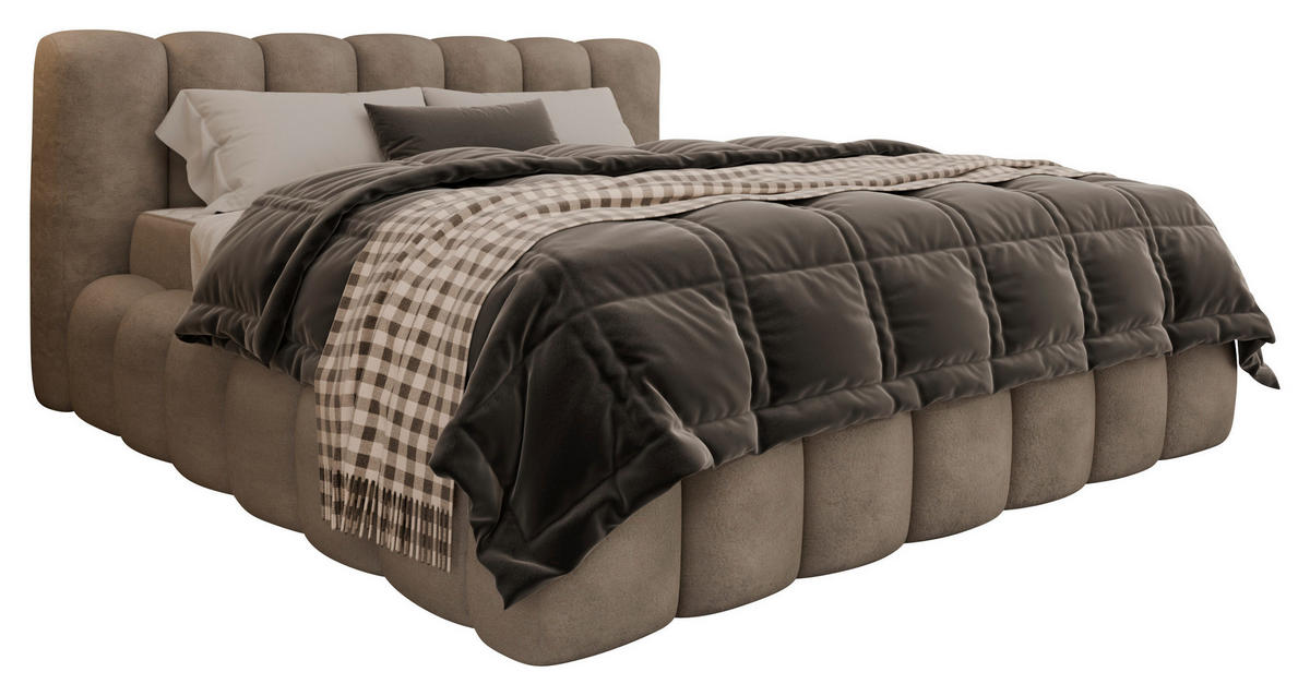 POLSTERBETT 180/200 cm  in Beige  - Beige/Schwarz, Trend, Kunststoff/Textil (180/200cm) - Esposa