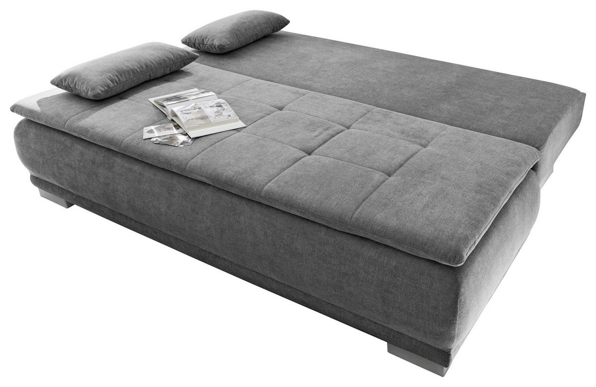 SCHLAFSOFA Mikrovelours Dunkelgrau  - Dunkelgrau/Silberfarben, MODERN, Kunststoff/Textil (208/93/105cm) - MID.YOU