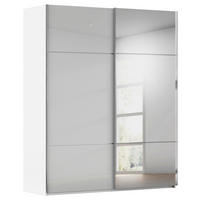 SCHWEBETÜRENSCHRANK Grau, Weiss  - Chromfarben/Weiss, Konventionell, Glas/Holzwerkstoff (201/223/68cm) - Novel
