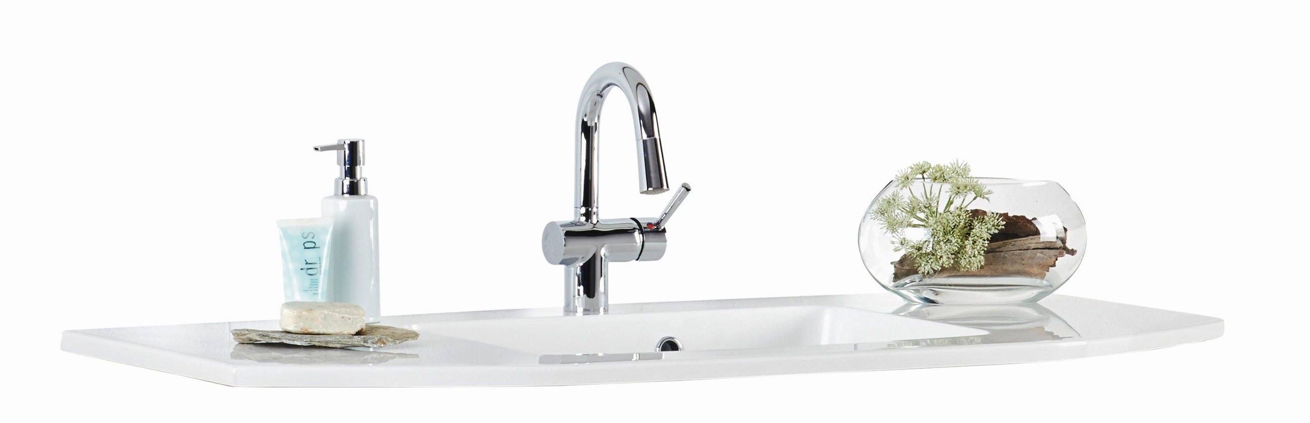 WASCHBECKEN  - Weiss, Modern, Stein (112/20/48cm) - Xora