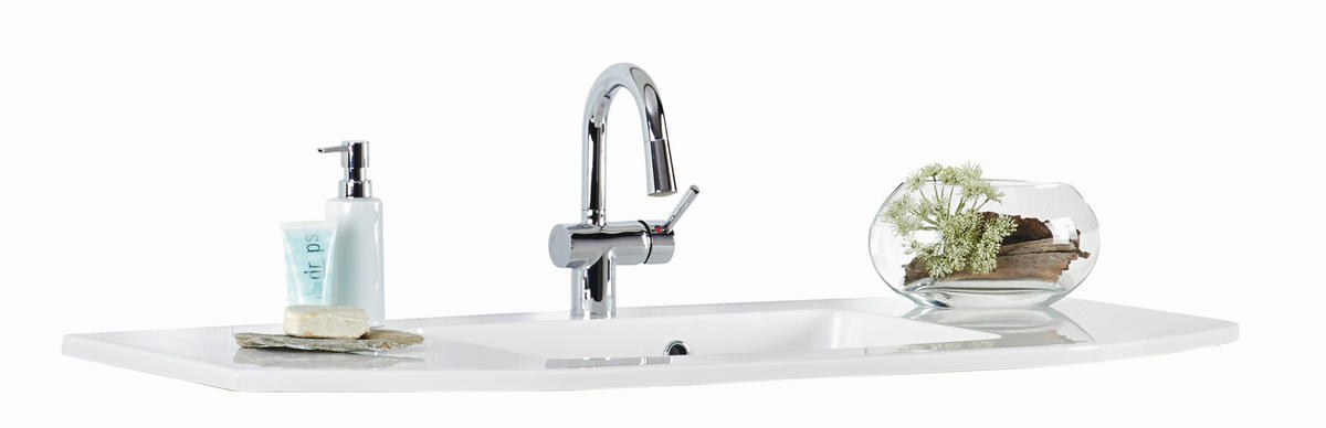 WASCHBECKEN  - Weiss, Modern, Stein (112/20/48cm) - Xora