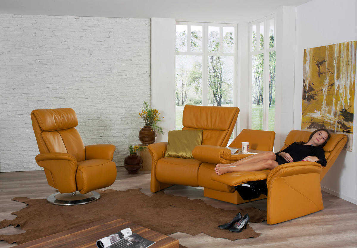 TRAPEZSOFA in Echtleder Gelb  - Gelb, Konventionell, Leder (208/107/103cm) - Himolla Komfortklass